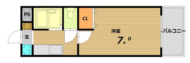 クレールモエ(1K/1階)の間取り写真