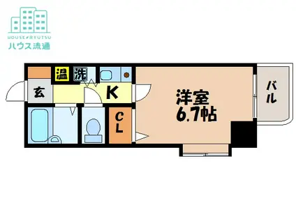 グランピアマンション長崎(1K/2階)の間取り写真