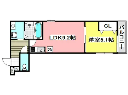フジパレス阪急豊津駅南II番館(1LDK/3階)の間取り写真