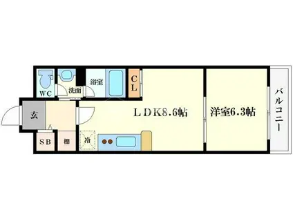 コンソラーレ土佐堀(1LDK/5階)の間取り写真