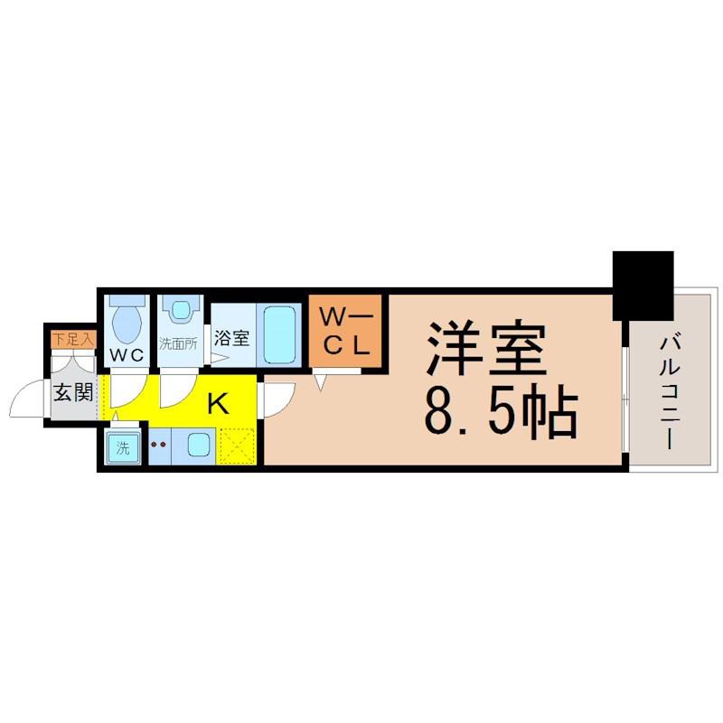 プレサンスジェネ鶴舞(1K/4階)の間取り写真