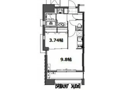 GRAND HILL IWASE BLD(1LDK/5階)の間取り写真
