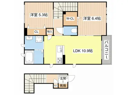 YAHMAN(2LDK/2階)の間取り写真