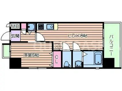 ファーストステージ江坂パークサイド(1LDK/2階)の間取り写真