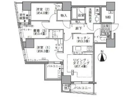 アクティ汐留(2SLDK/18階)の間取り写真