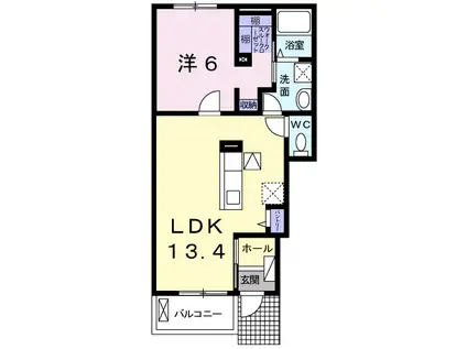 セレーノ・K(1LDK/1階)の間取り写真