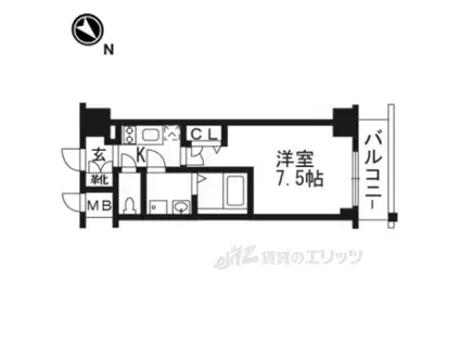 エスリード京都吉祥院(1K/1階)の間取り写真