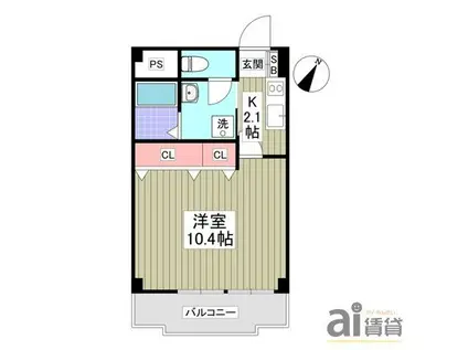 リブレス所沢緑町(1K/2階)の間取り写真