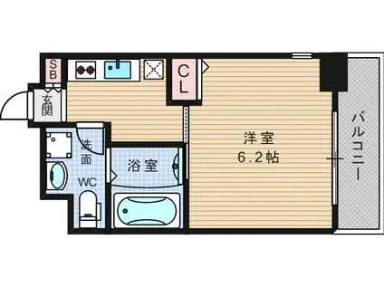 パークヒルズ難波南ルミエール(1K/8階)の間取り写真