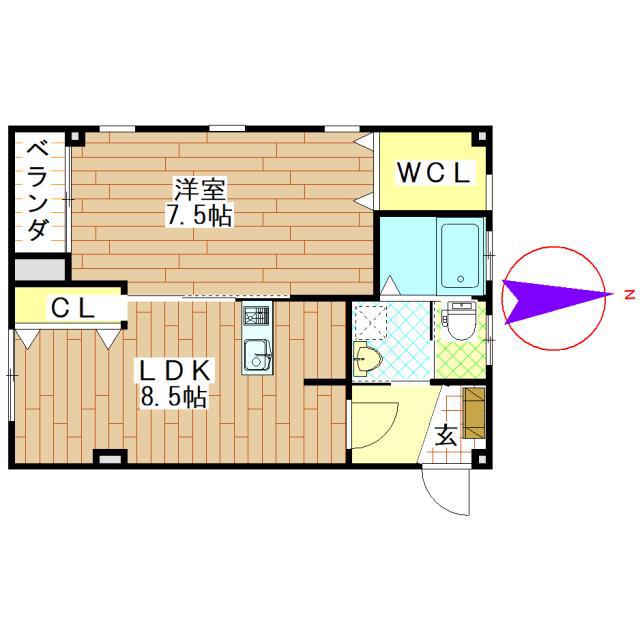 光ハイツIII(1LDK/1階)の間取り写真