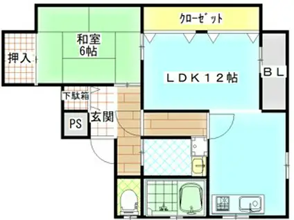 ハイツ善官谷(1LDK/4階)の間取り写真