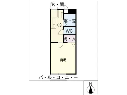 ビーライン・S(1K/1階)の間取り写真