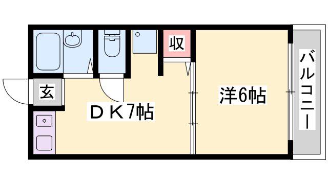 インタービレッジ三条(1DK/6階)の間取り写真