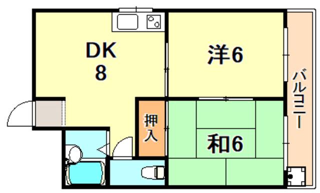 リアルティ本多聞II(2DK/2階)の間取り写真