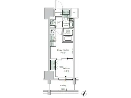 ONE ROOF RESIDENCE TAMACHI(1DK/8階)の間取り写真