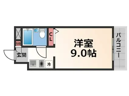 メゾンドーム千成(1K/4階)の間取り写真