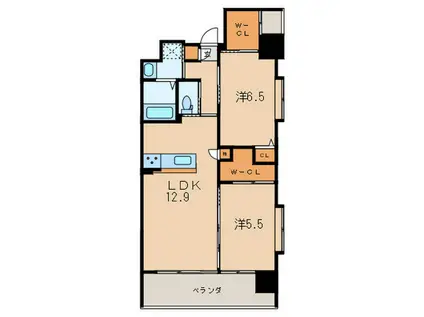 ウイングス西小倉(2LDK/2階)の間取り写真