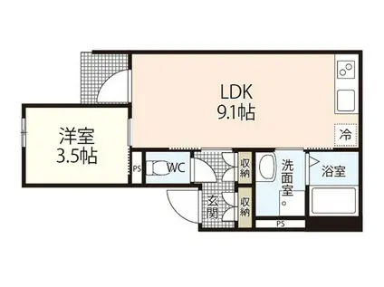 REGALE 神田町(1LDK/1階)の間取り写真