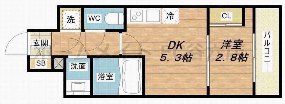 SERENITE本町REFLET(1DK/7階)の間取り写真
