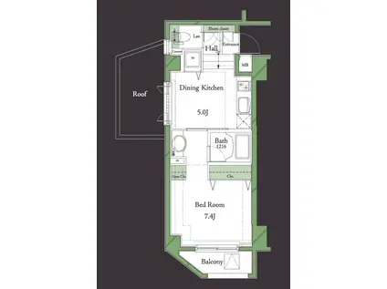 HF明大前レジデンス(1DK/2階)の間取り写真