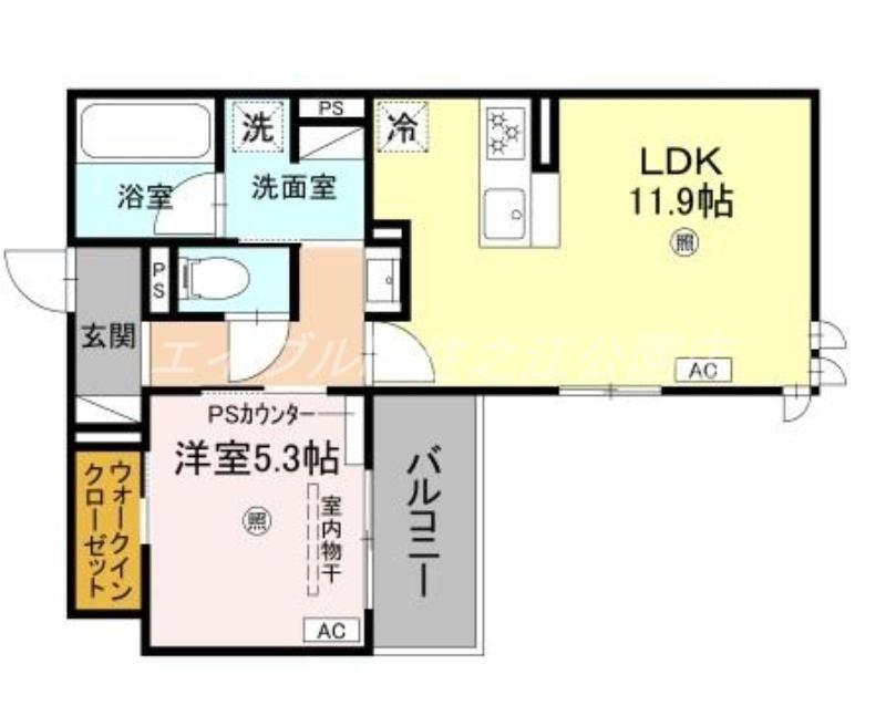 トリシア千躰(1LDK/3階)の間取り写真