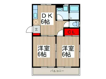 パル・ココロ(2DK/2階)の間取り写真