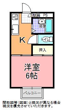 あけぼのスカイハイツ(1K/2階)の間取り写真