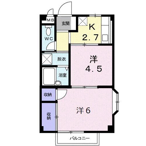 エルディムK(2K/1階)の間取り写真