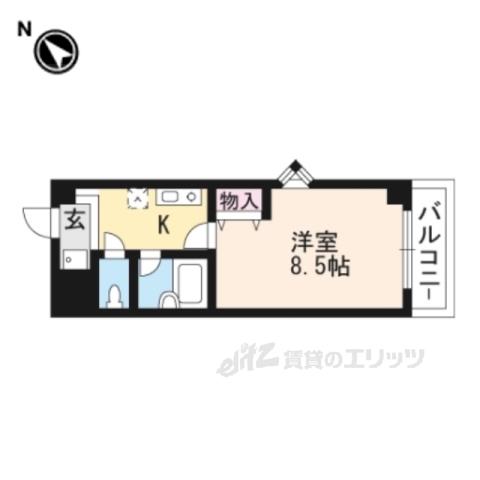クローバーハイツⅢ(1K/6階)の間取り写真