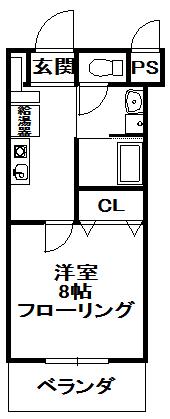 クロスAKT(1K/2階)の間取り写真