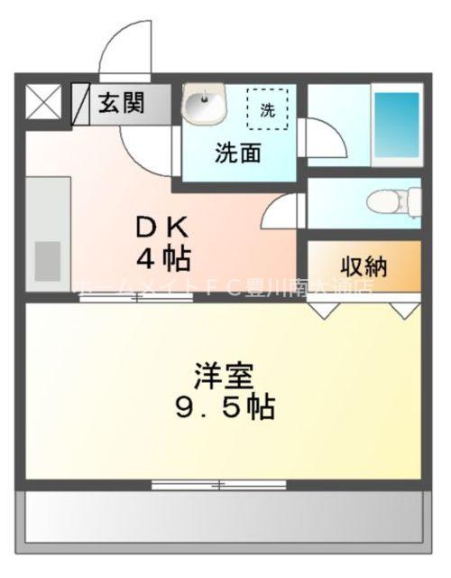 クレセール(1DK/1階)の間取り写真