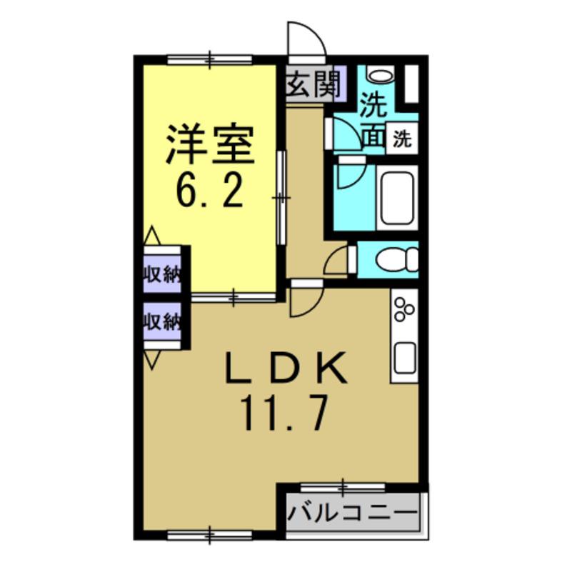 シャリテ(1LDK/2階)の間取り写真