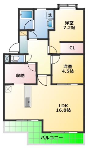 ニューサンハイツ中田(1SLDK/1階)の間取り写真