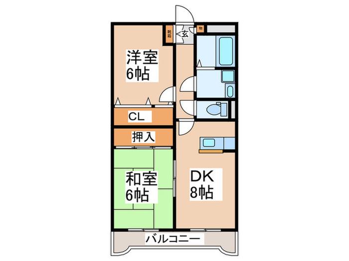 サンシティ赤池(2DK/5階)の間取り写真