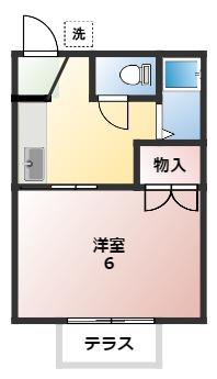 ジュネス田沼(1K/1階)の間取り写真