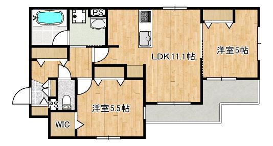 CITRUS RESIDENSシトラスレジデンス 西棟(2LDK/3階)の間取り写真