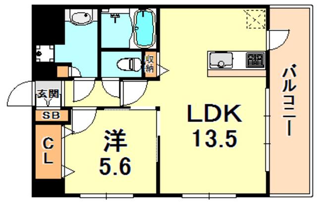 アーバネックス神戸六甲(1LDK/5階)の間取り写真