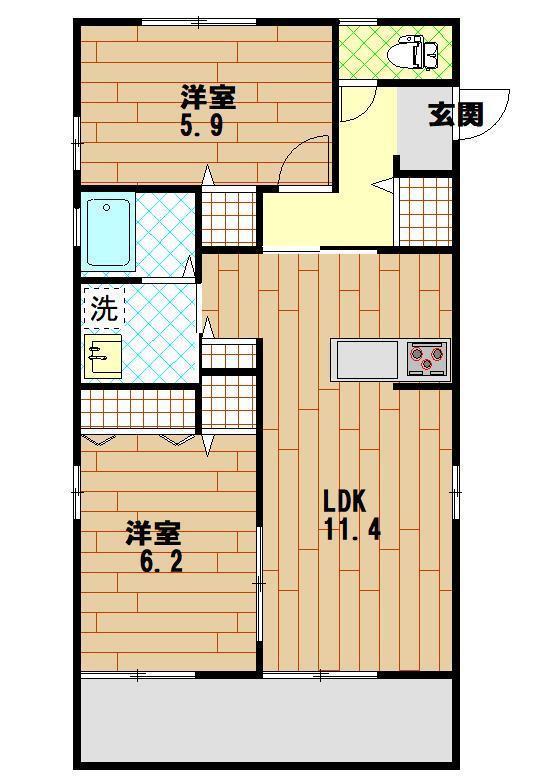 レトアMS(2LDK/1階)の間取り写真
