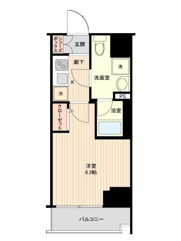 PREMIUM CUBE 品川戸越MO(1K/3階)の間取り写真