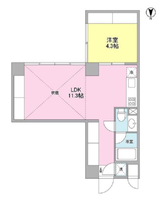 WELL TOWER(1LDK/6階)の間取り写真