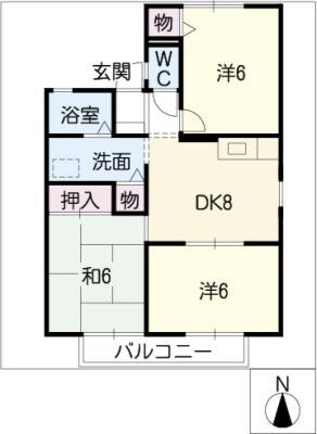 アムールロイヤル(3DK/1階)の間取り写真