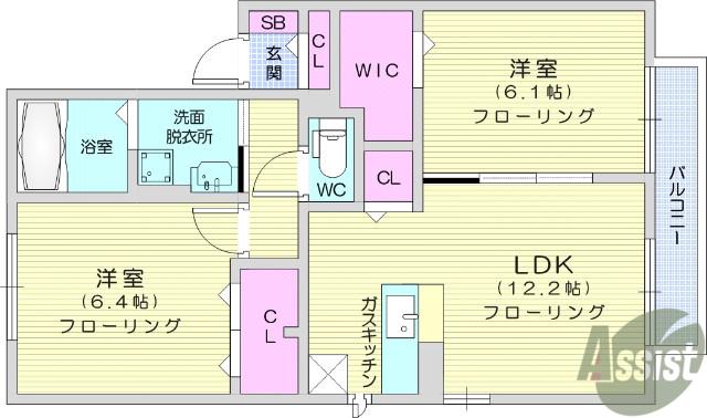 ドリームキャンパスⅢ(2LDK/2階)の間取り写真