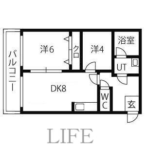 レピュート平岸(2DK/3階)の間取り写真