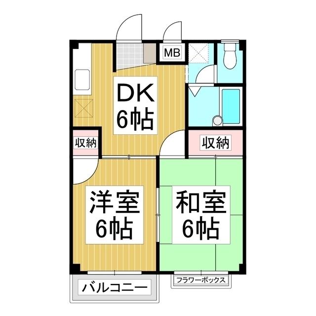 パティオ桜(2DK/2階)の間取り写真