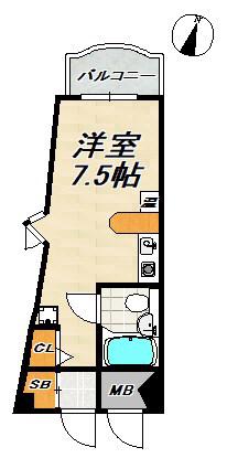 ミスティエイト(ワンルーム/3階)の間取り写真