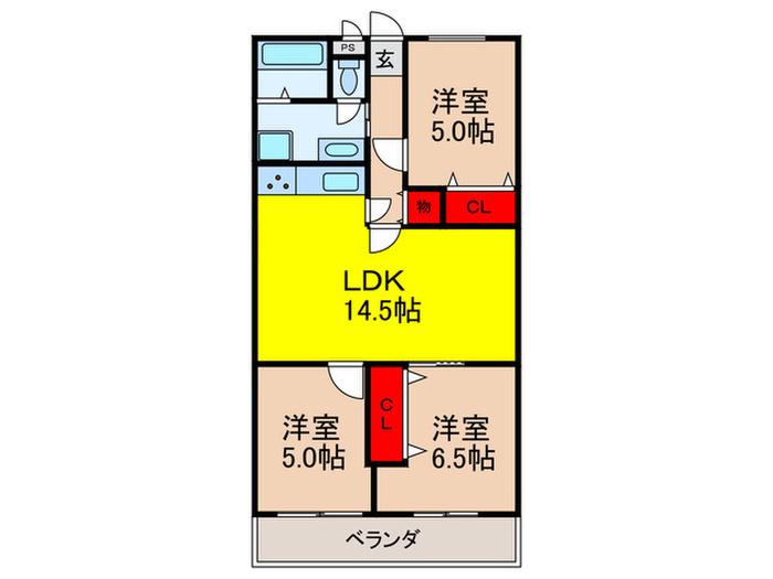 緑丘パークマンション(3LDK/2階)の間取り写真