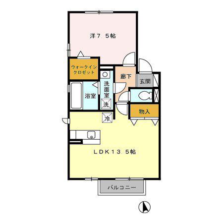 リビングタウン下奈良 C(1LDK/2階)の間取り写真