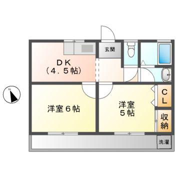 テナント山本(2K/2階)の間取り写真