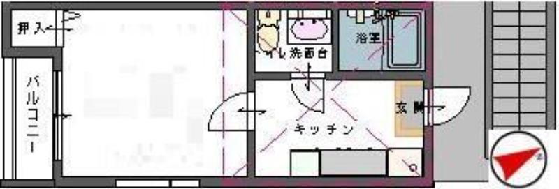 サンシャイン河原町(1K/2階)の間取り写真