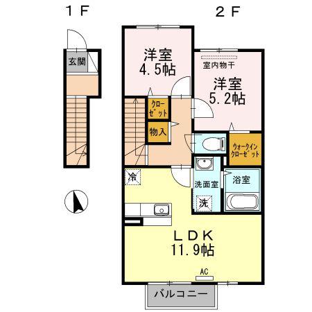 ARCHEK(2LDK/2階)の間取り写真